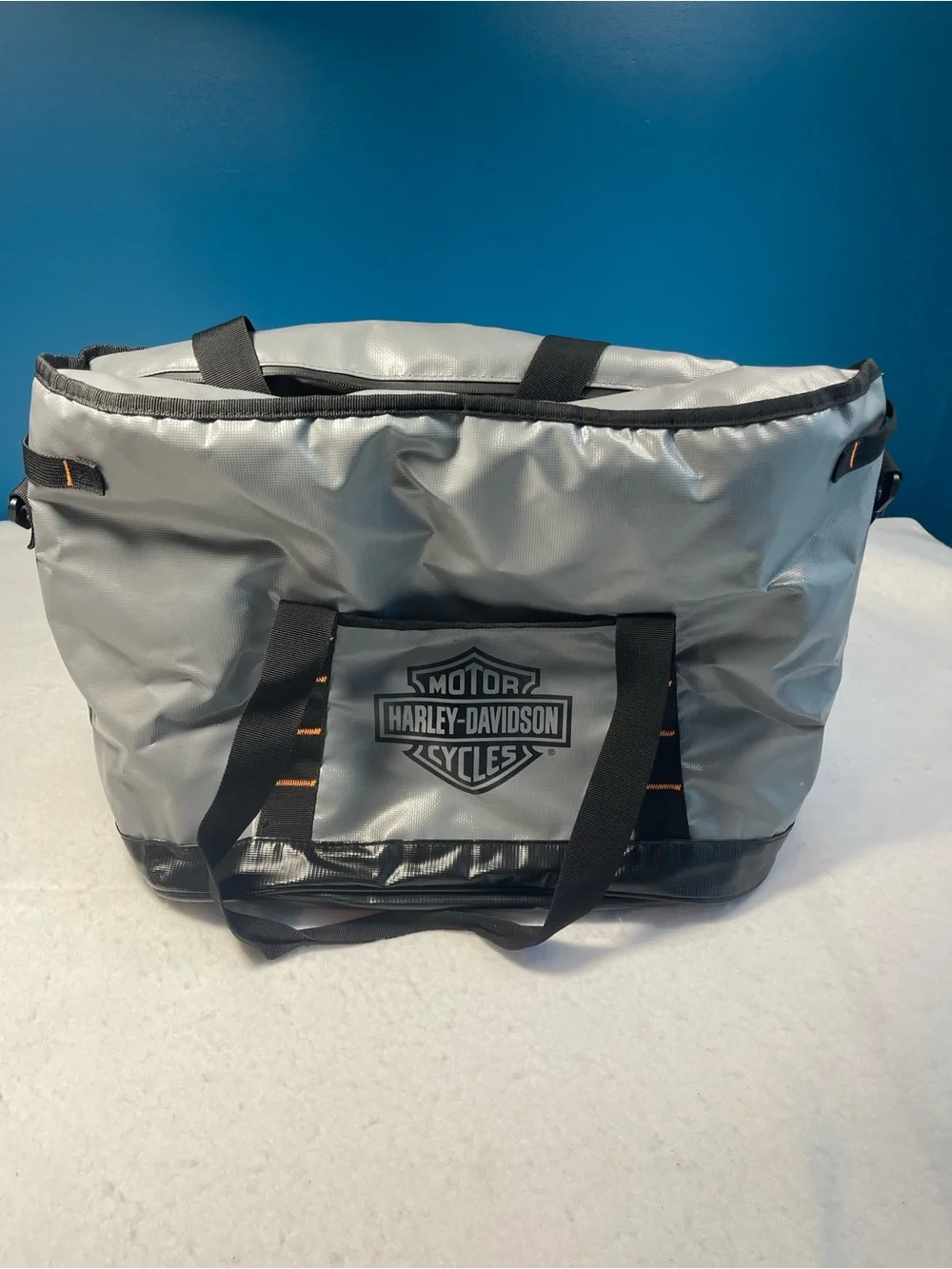 Harley-Davidson Insulated Cooler Tote Bag Gray Black Shoulder Travel 22”
